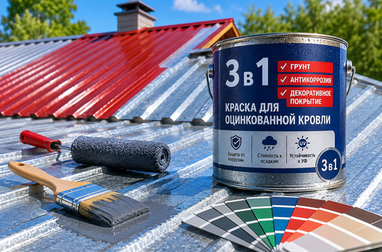Краски 3 в 1 для оцинкованной кровли